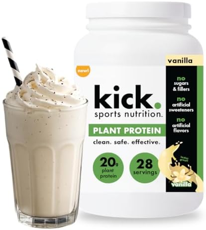  Chocolate Flavored Protein Powder for Workout, Kick Plant Protein 20g Protein Powder Gluten Free, No Sugar, No Artifici