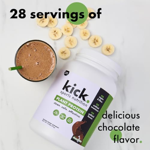  Chocolate Flavored Protein Powder for Workout, Kick Plant Protein 20g Protein Powder Gluten Free, No Sugar, No Artifici