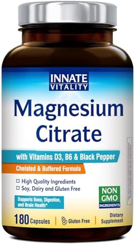  Innate Vitality Chelated Magnesium Supplement with Vitamin D3 & B6 for Enhanced Absorption & Digestion
| Innate Vitalit