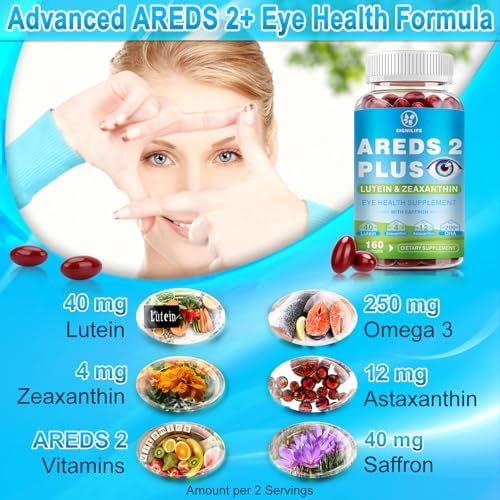 ClimeCo Certified AREDS 2 Plus Eye Vitamins - 160 Softgels for Eye Brightness & Blue Light Protection