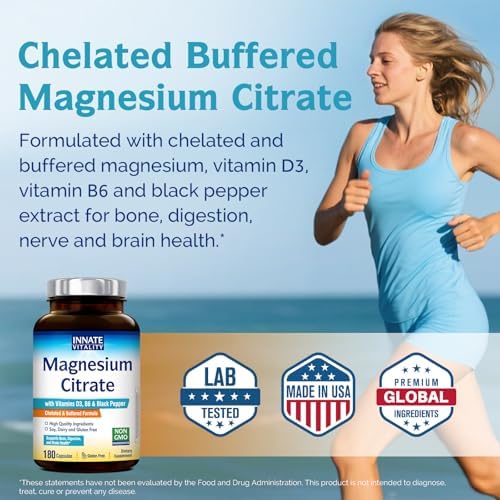  Innate Vitality Chelated Magnesium Supplement with Vitamin D3 & B6 for Enhanced Absorption & Digestion
| Innate Vitalit