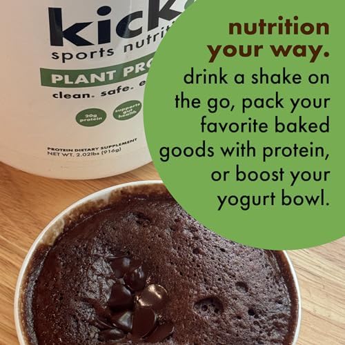  Chocolate Flavored Protein Powder for Workout, Kick Plant Protein 20g Protein Powder Gluten Free, No Sugar, No Artifici